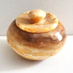 Round Marble Storage And Trinket Jar With Lid Home Decor Vanity Accessory